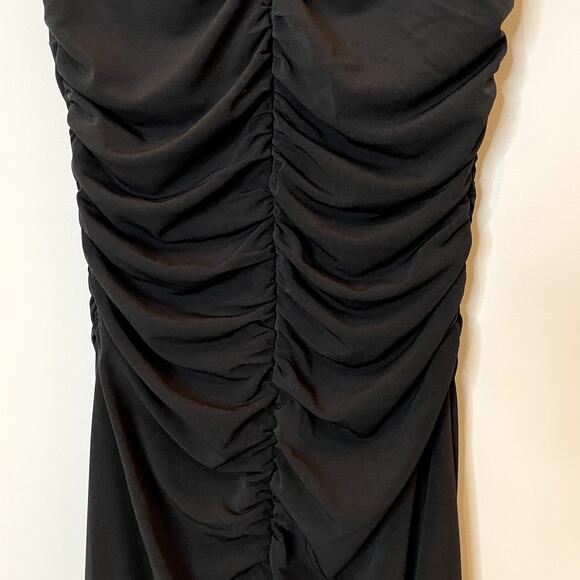 J.Crew Ruched Center Seam Dress Matte Jersey Midi Sleeveless LBD CI890 Black XS - Picture 10 of 14